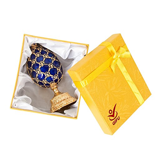 Hand Painted Blue Easter Egg Enamel Trinket Box - Unique Decorative Gift for Family & Friends | Perfect for Easter Decor, Jewelry Storage & Home Display