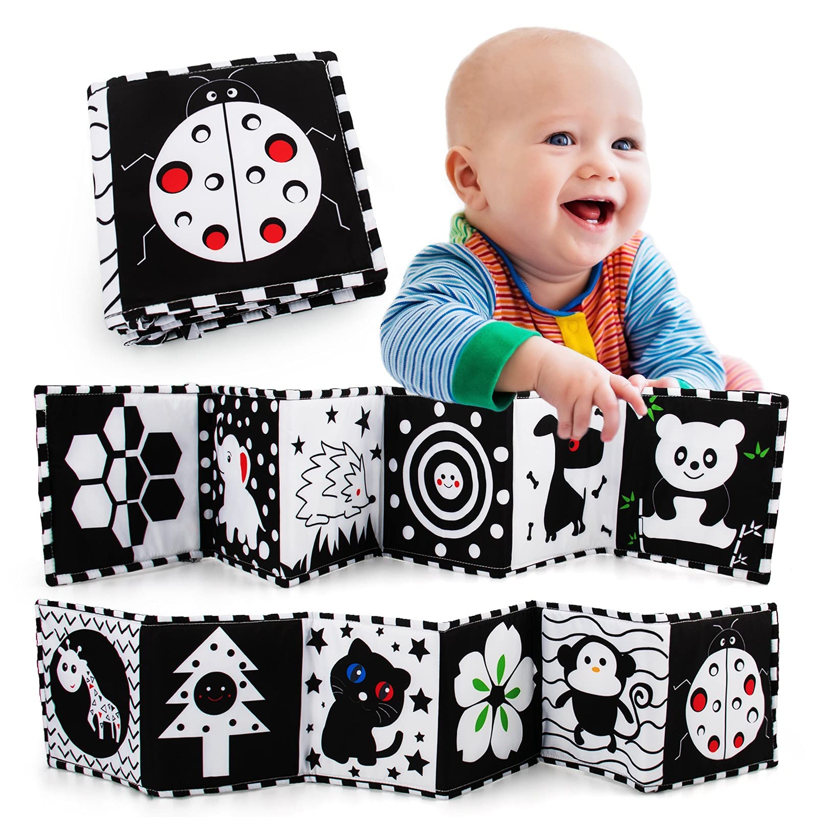 Teytoy Black and White High Contrast Baby Toys 0-6 Months - Soft Sensory Book for Newborn Early Education & Tummy Time - Essential Infant Developmental Toys for Visual Stimulation and Learning (Perfect for Nursery, Playtime, and Baby Shower Gifts)