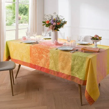 Premium 100% Cotton Mille Esprit Jardin Chatoyant Tablecloth - Elegant Dining Table Cover for Parties, Weddings & Home Decor