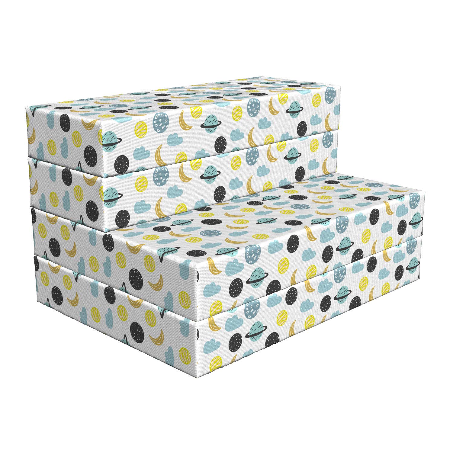 Ambesonne Moon Foldable Mattress - Crescent Planets & Clouds Design, 74.8