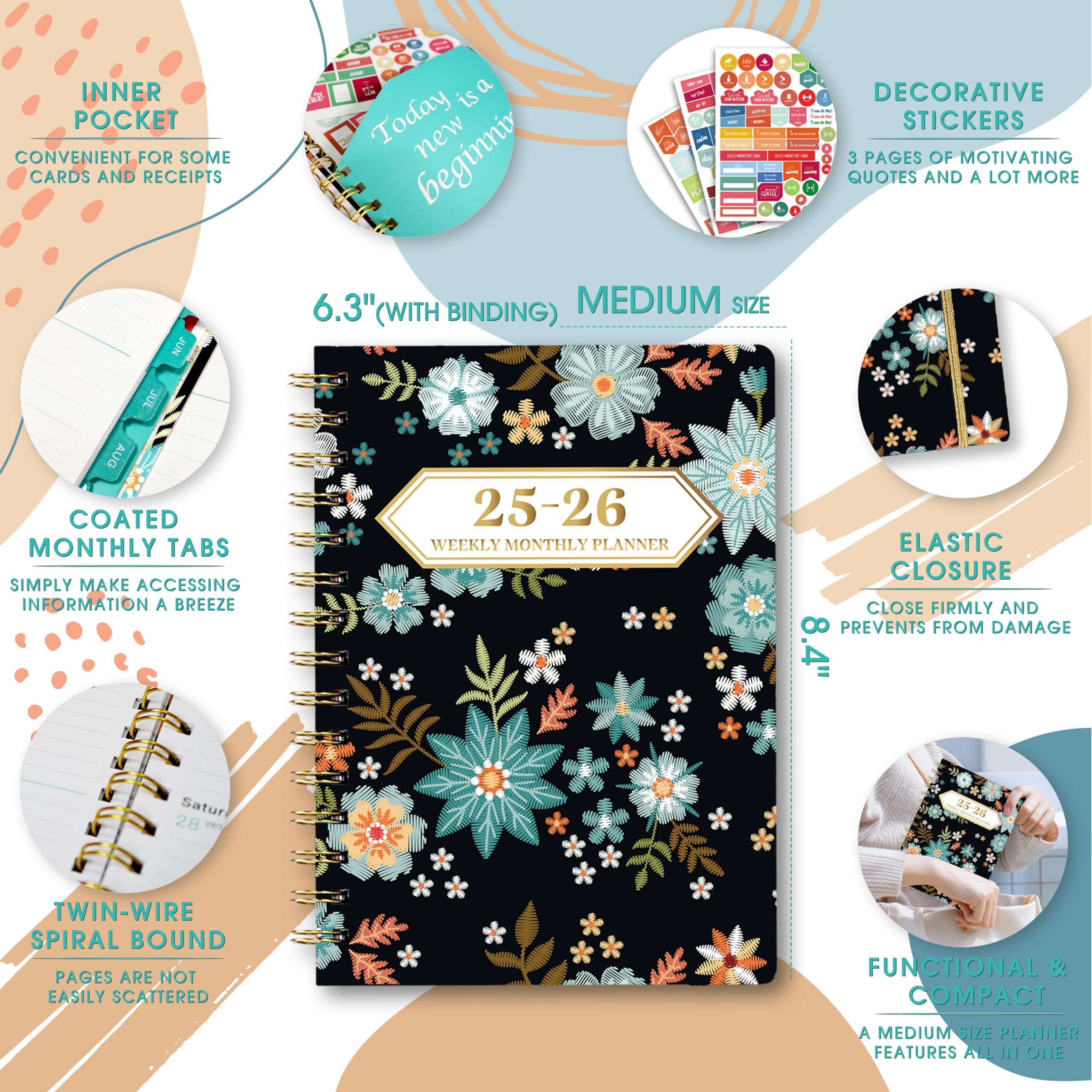 Ymumuda 2025-2026 Academic Planner - 12 Month Weekly & Monthly Organizer from July 2025 to June 2026, 8.4