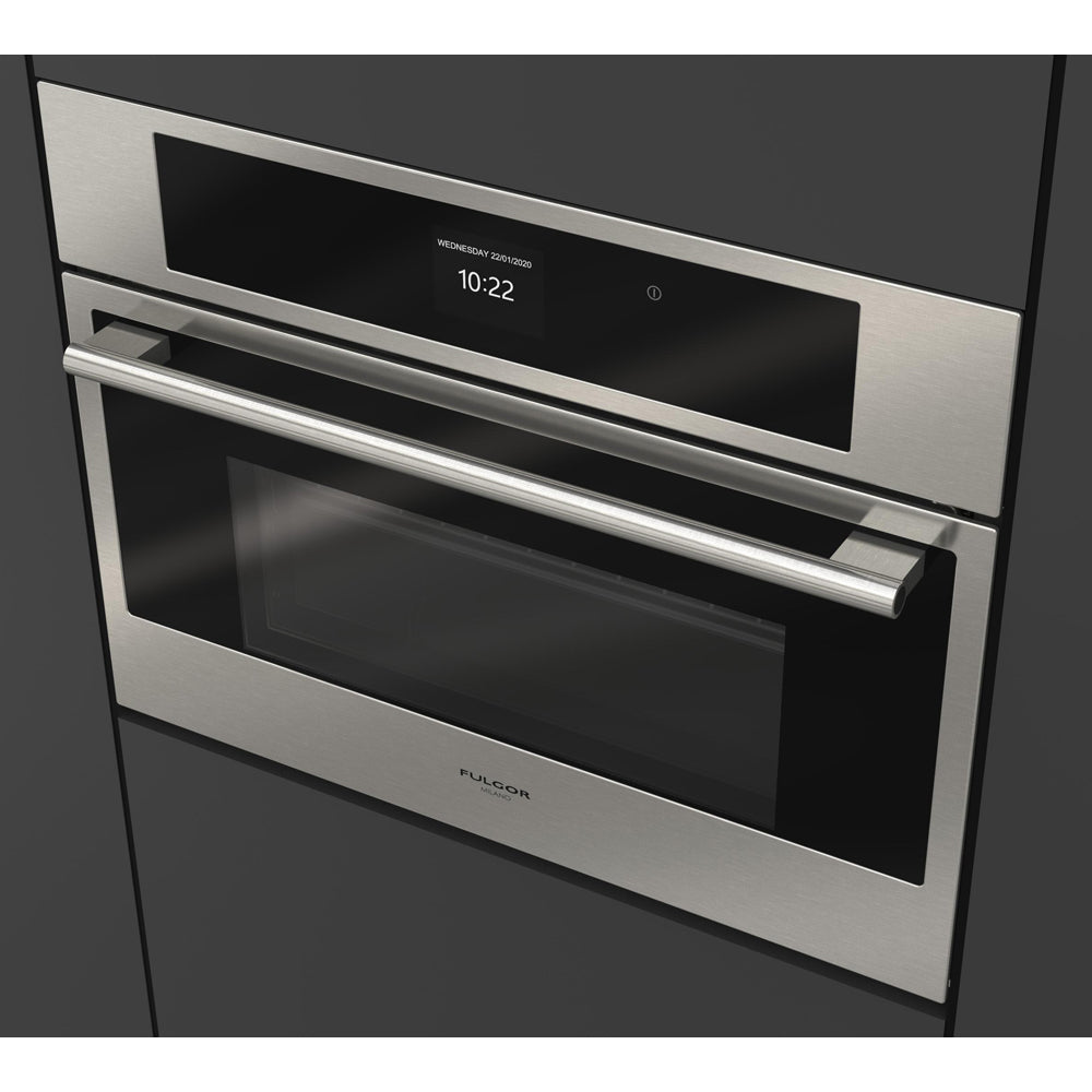 Fulgor Milano 24 Inch 700 Series Built-In Combination Convection Steam Oven - Stainless Steel (Model F7SCO24S1) | Professional Kitchen Appliance for Baking, Roasting & Healthy Cooking