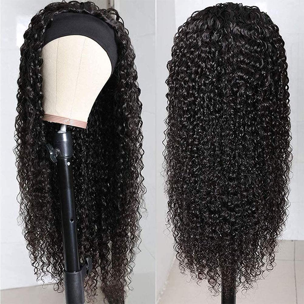28 Inch Deep Wave Headband Wig - Brazilian Virgin Human Hair, Glueless Machine Made, No Lace Front - Perfect for Black Women | Great for Daily Wear, Parties & Special Occasions