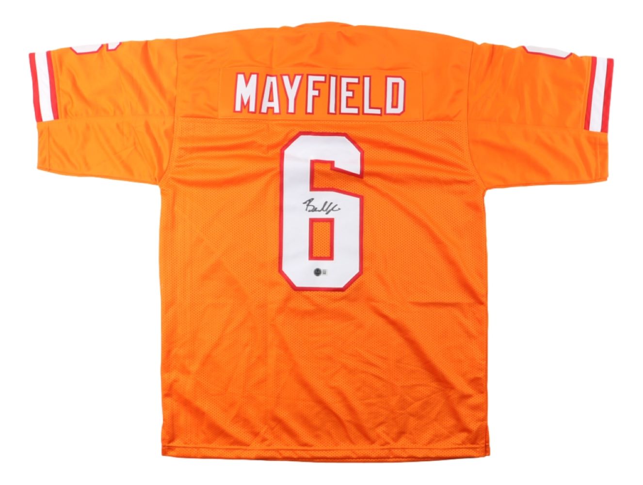 Baker Mayfield Tampa Bay Buccaneers Signed Orange Football Jersey - Authentic Autographed NFL Collectible for Fans & Memorabilia Enthusiasts - Perfect for Display, Gifting, and Game Day Support