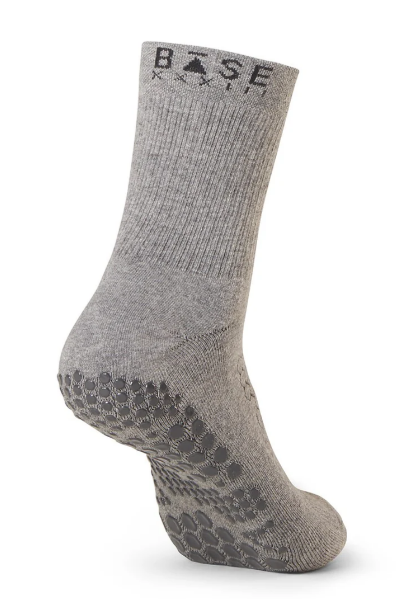 Base33 Grip Crew Socks - Grey Athletic Socks for Running, Hiking & Everyday Comfort - Unisex Performance Socks for Men & Women