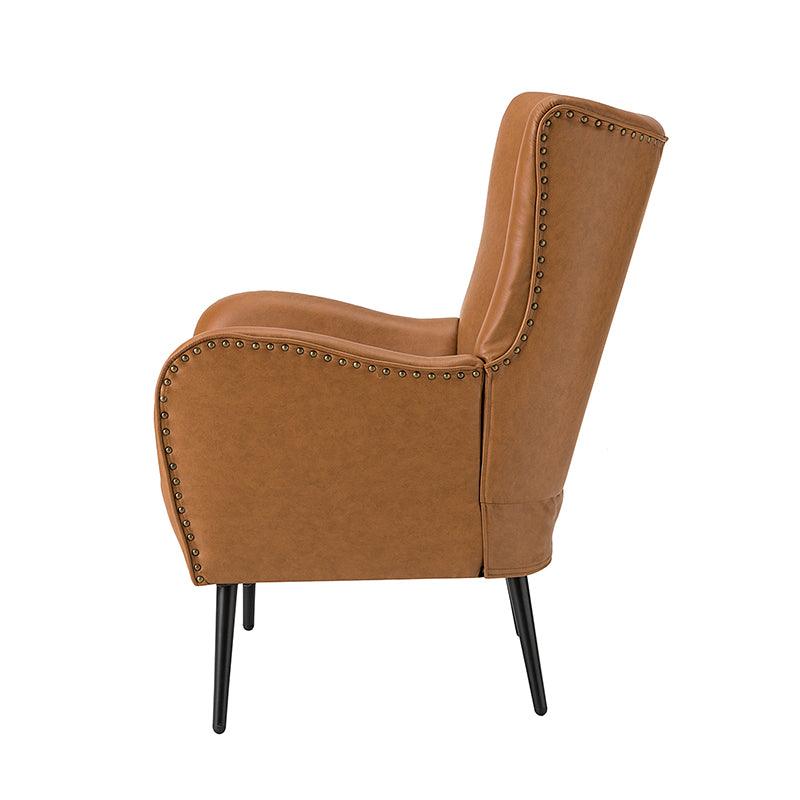 Stylish Shepherd Wingback Vegan Leather Armchair - Modern PU Leather Accent Chair for Living Room, Bedroom & Office - Comfortable Mid-Century Design with Optional Types