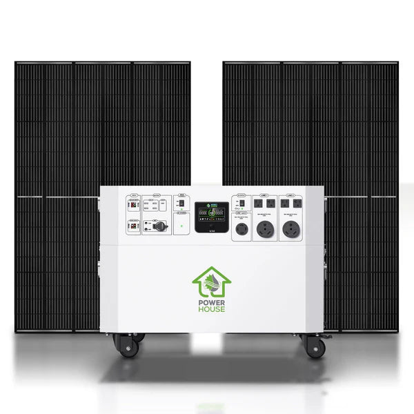 Nature's Generator Powerhouse Gold System - Solar & Wind Powered Off-Grid Generator for Home, Camping & Emergency Backup - Portable Power Station with Pure Sine Wave Inverter