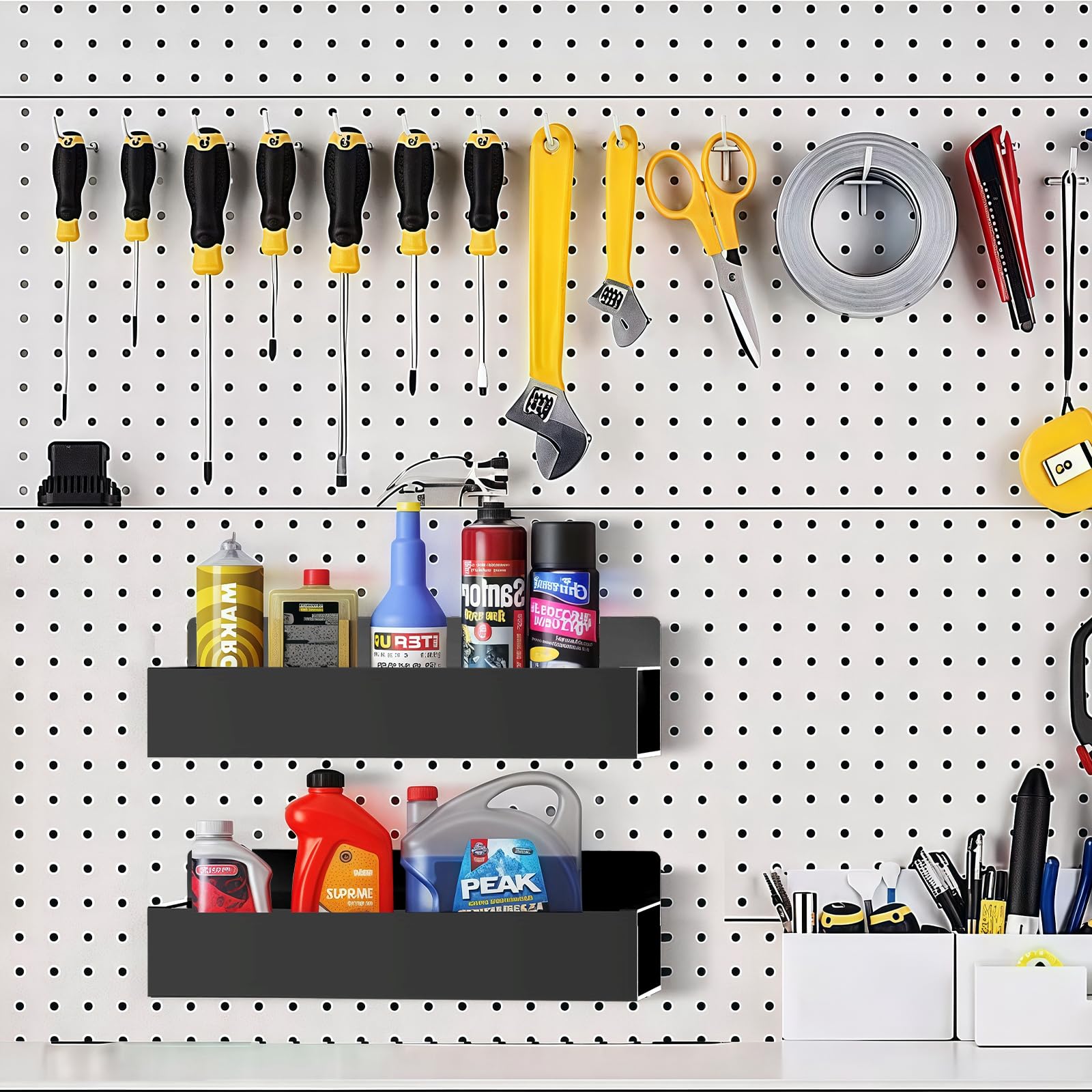 6-Pack Black Magnetic Spice Rack Organizer for Fridge & Kitchen - Screw or Adhesive Mounting, Space-Saving Storage for Seasonings & Utensils - Perfect for Refrigerator, Oven & Pantry Organization