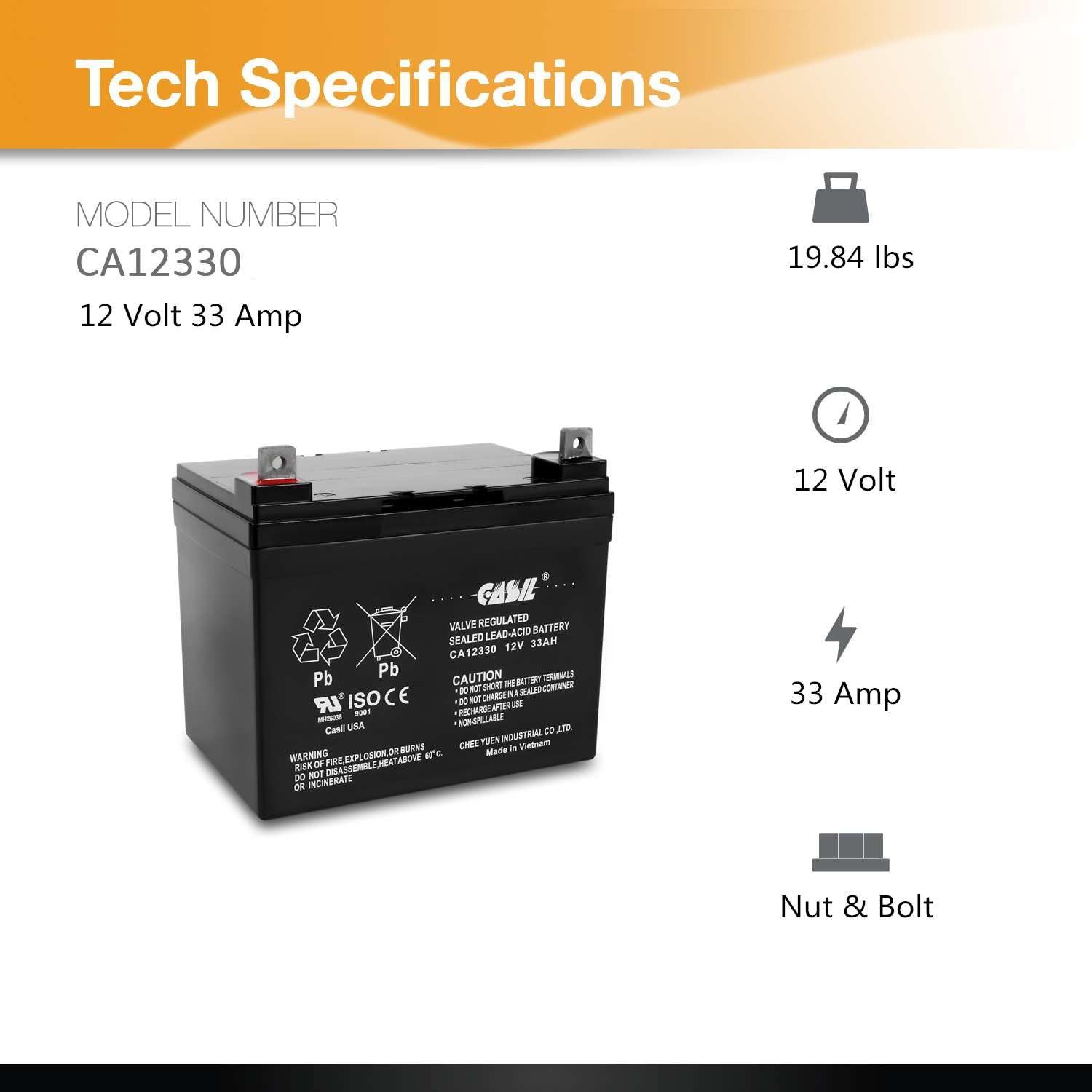 12V 33Ah Replacement Battery for Wheelchair & Golf Carts - Compatible with Medical Mobility, Solar Power, Solo HIGH Speed, STEEP Climber, Spin It Golf GC3, Spitzer E2 - Perfect for Outdoor Activities & Daily Mobility Needs (2 Pack)