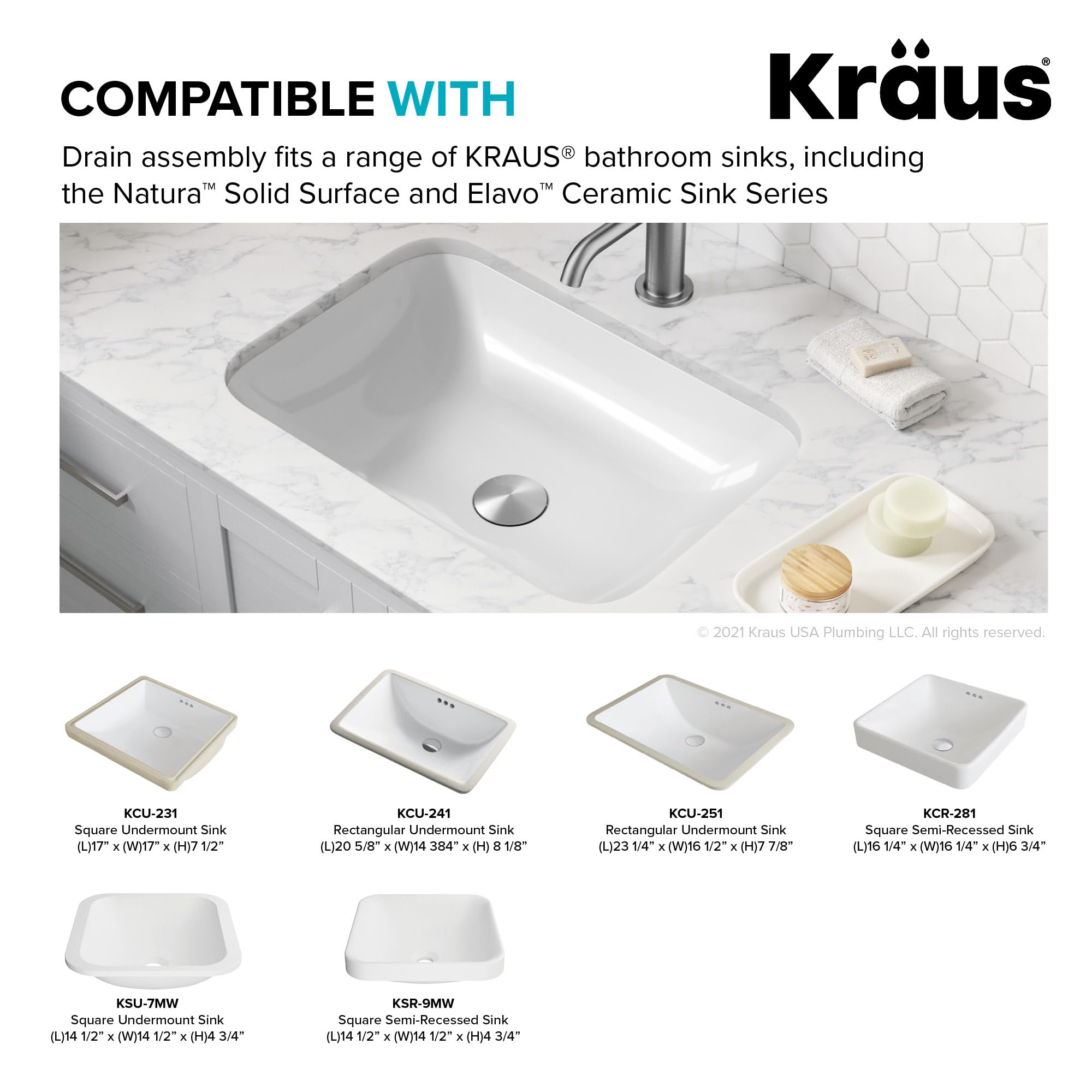 KRAUS PU-11CH Chrome Pop-Up Bathroom Sink Drain with Overflow - Perfect for Modern Vanities, Guest Bathrooms & Spa-Like Retreats