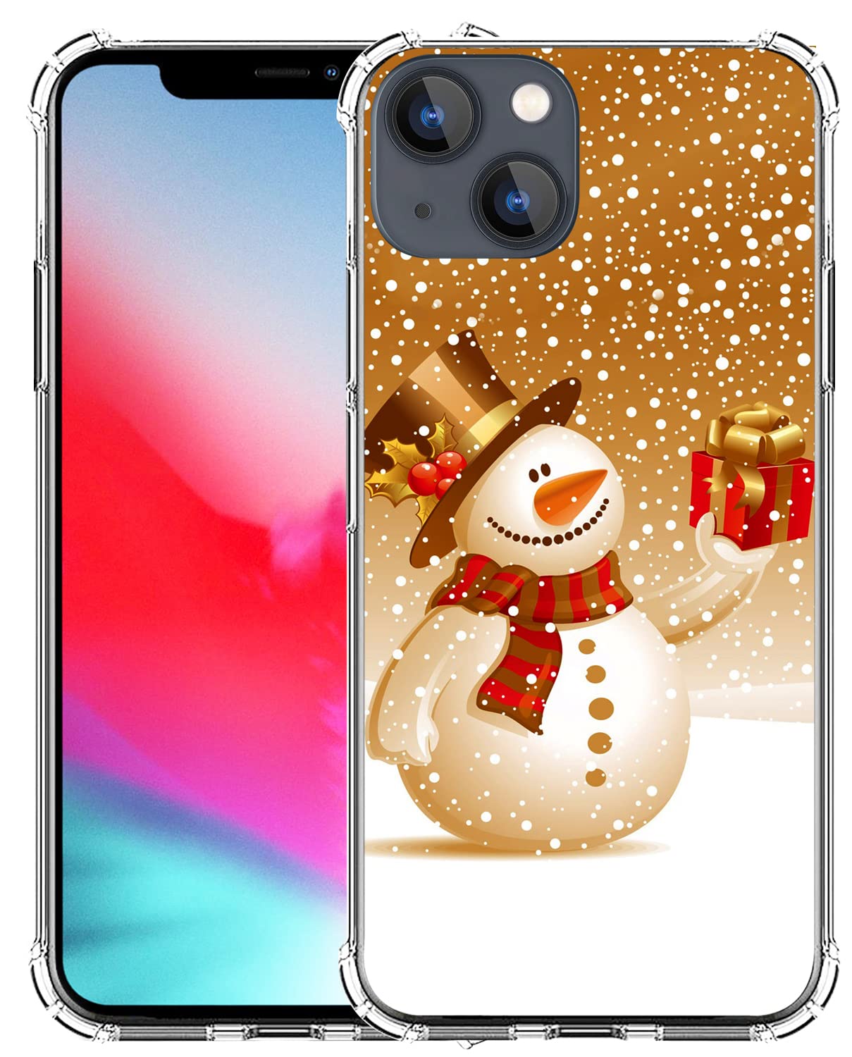 MUQR iPhone 13 Mini Case - Slim Gel Silicone Protective Cover with Christmas Snowman Design | Heavy Duty Drop Proof Protection | Perfect Holiday Gift for Christmas & Xmas | Compatible with iPhone 13 Mini (Great for Travel, Office & Daily Use)