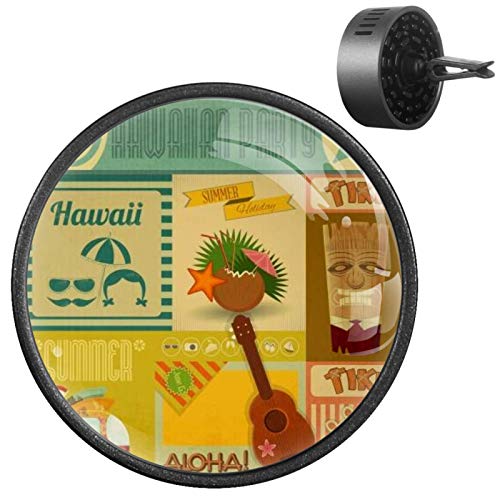 2Pcs Vintage Hawaii Car Diffuser Decor - Aromatherapy Car Ornament with Tropical Illustration, Perfect for Road Trips & Relaxing Drives