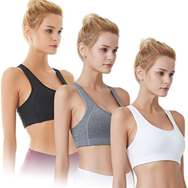Black Women's Sports Bras with Removable Pads - High Support Workout Bra for Running, Yoga & Gym - WE001