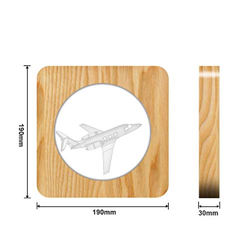 3D Wooden Aircraft LED Night Light - Kids Room Decor, Creative Table Lamp for Bedroom, Nursery, Gift for Boys & Girls | Perfect for Bedtime, Playroom, and Themed Parties