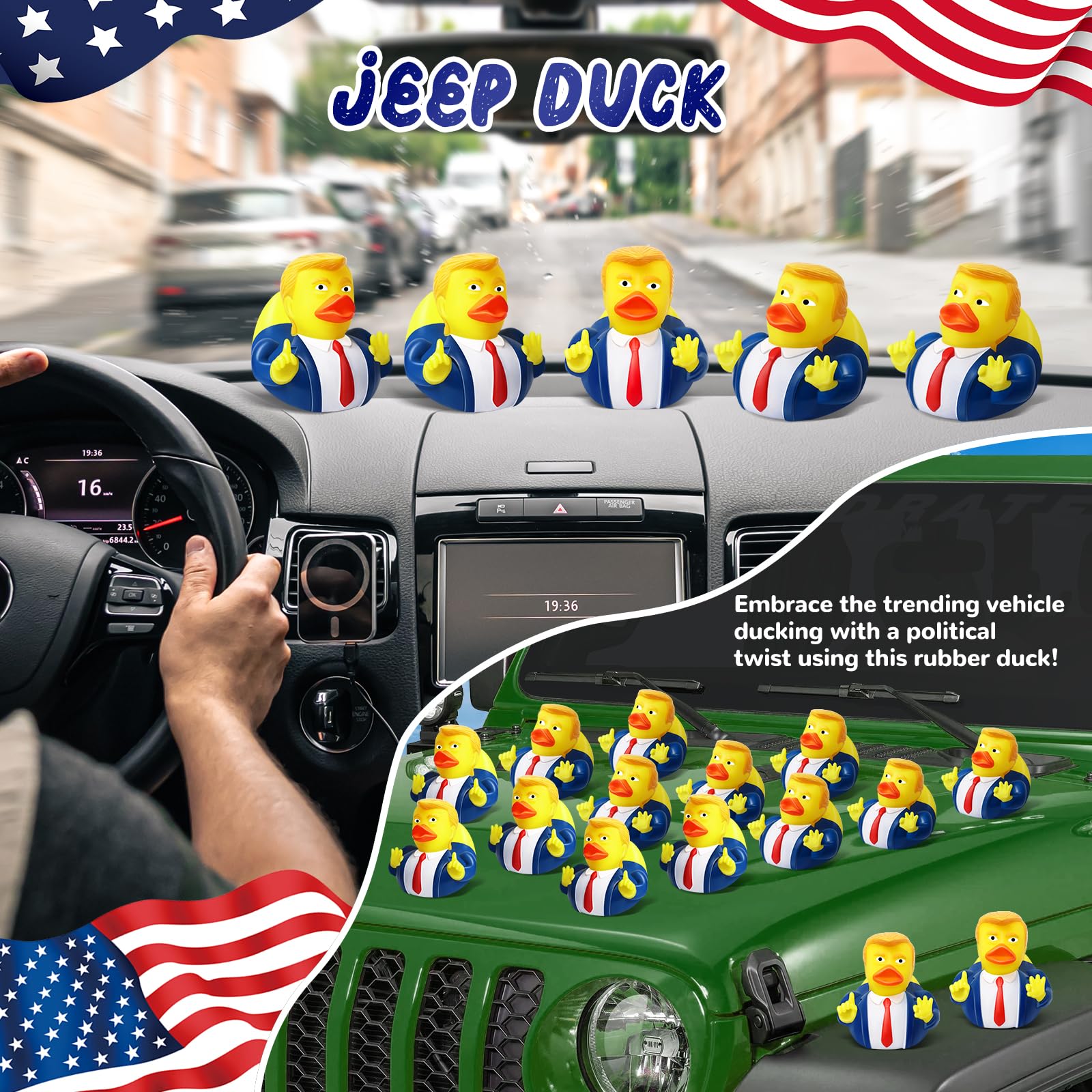 12 Pcs Donald Trump Rubber Duckies - Funny President-Themed Bath Toys for Kids & Adults, Great for Jeep Ducking Gifts, Easter Basket Stuffers & Car Dashboard Decorations - Perfect for Bath Time, Prank Gifts & Political Humor Collections