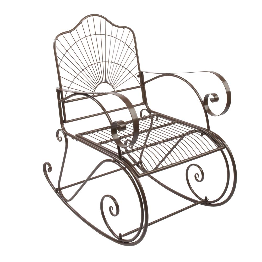 Vintage Iron Wire Single Rocking Chair - Outdoor Patio Lounge Chair for Garden, Porch & Backyard Relaxation | Perfect for Sunbathing, Reading & Coffee Time