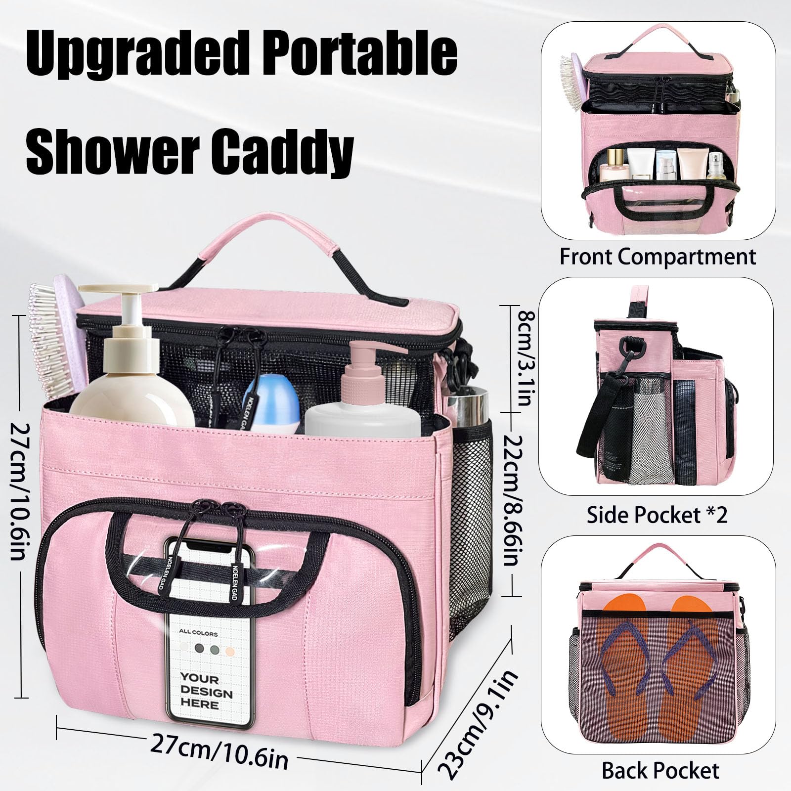 Large Waterproof Hanging Toiletry Bag for Women & Men - Travel Shower Caddy Organizer with Multiple Pockets for College Dorm, Gym, Camping, Cruise Ship - Perfect for Bathroom Essentials & Travel Accessories (Pink)