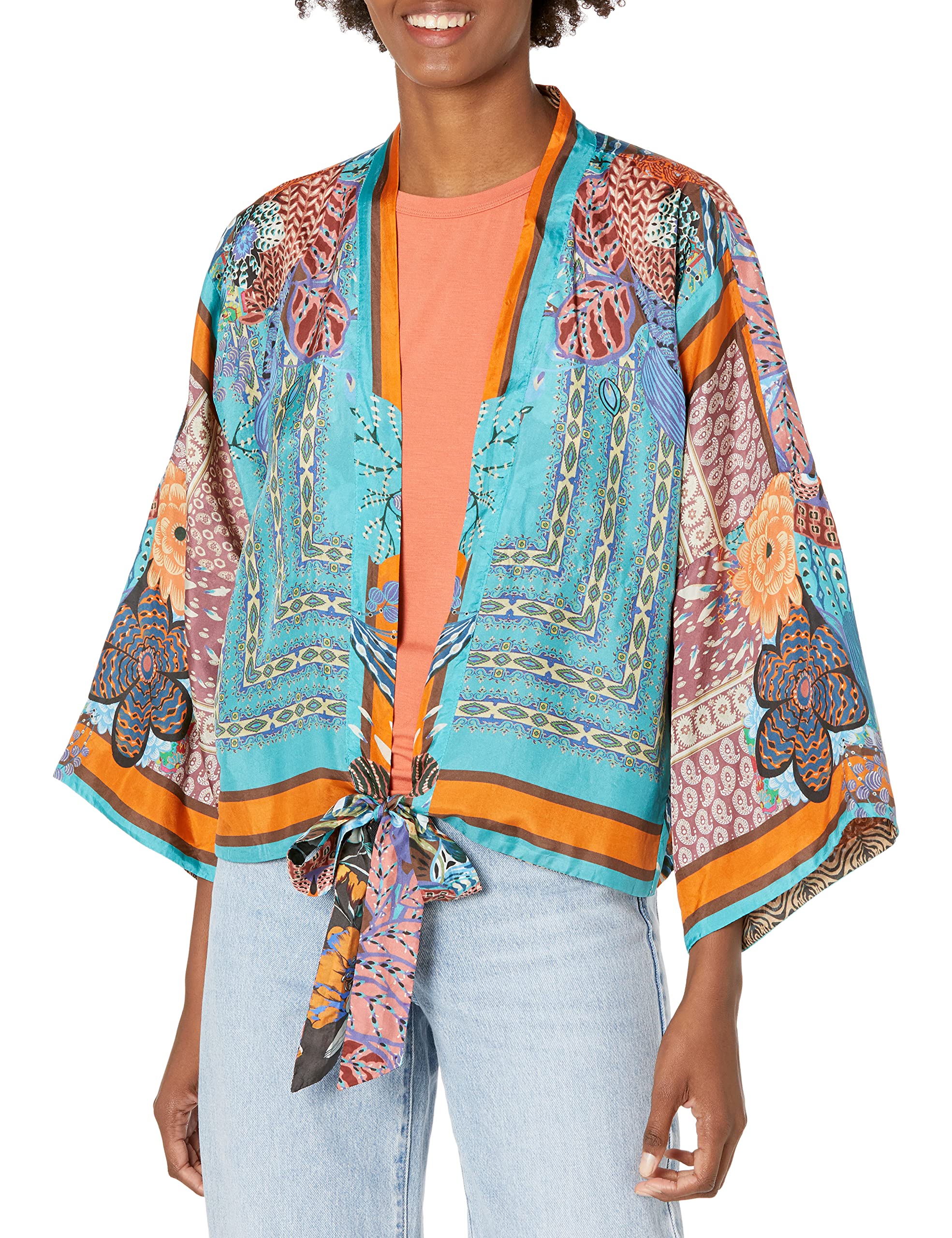 Johnny Was Women's Kimono Robe - Floral Printed Lightweight Cover Up for Beach, Lounge & Boho Fashion