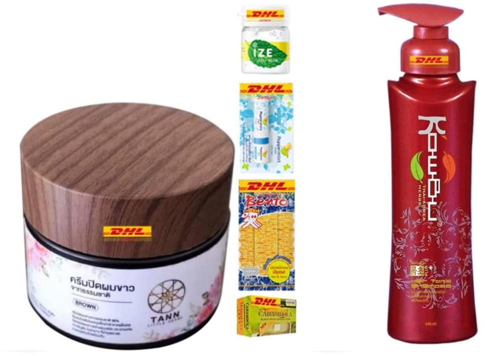Tann Secret Bloom Hair Color Treatment 100g - Brown Hair Dye with Kowbu Hair Tonic Shampoo 240ml - Anti Hair Loss & Growth Stimulating - Fast DHL Shipping | Perfect for At-Home Hair Coloring & Damaged Hair Care