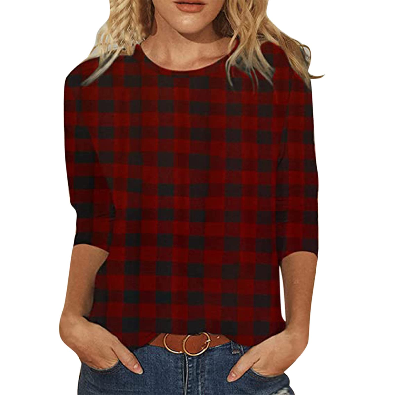 Vintage Tie Dye T-Shirts for Women - Loose Fit 3/4 Sleeve Casual Tops with Fashion Print - Comfortable & Stylish Tee for Everyday Wear, Weekend Outings & Music Festivals