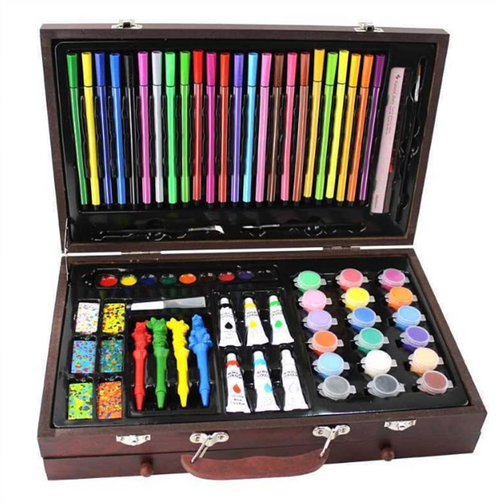 130-Piece Deluxe Wooden Art Painting and Drawing Set - Complete Art Supplies Kit for Kids & Adults - Perfect for Sketching, Watercolor, Oil Painting & DIY Crafts