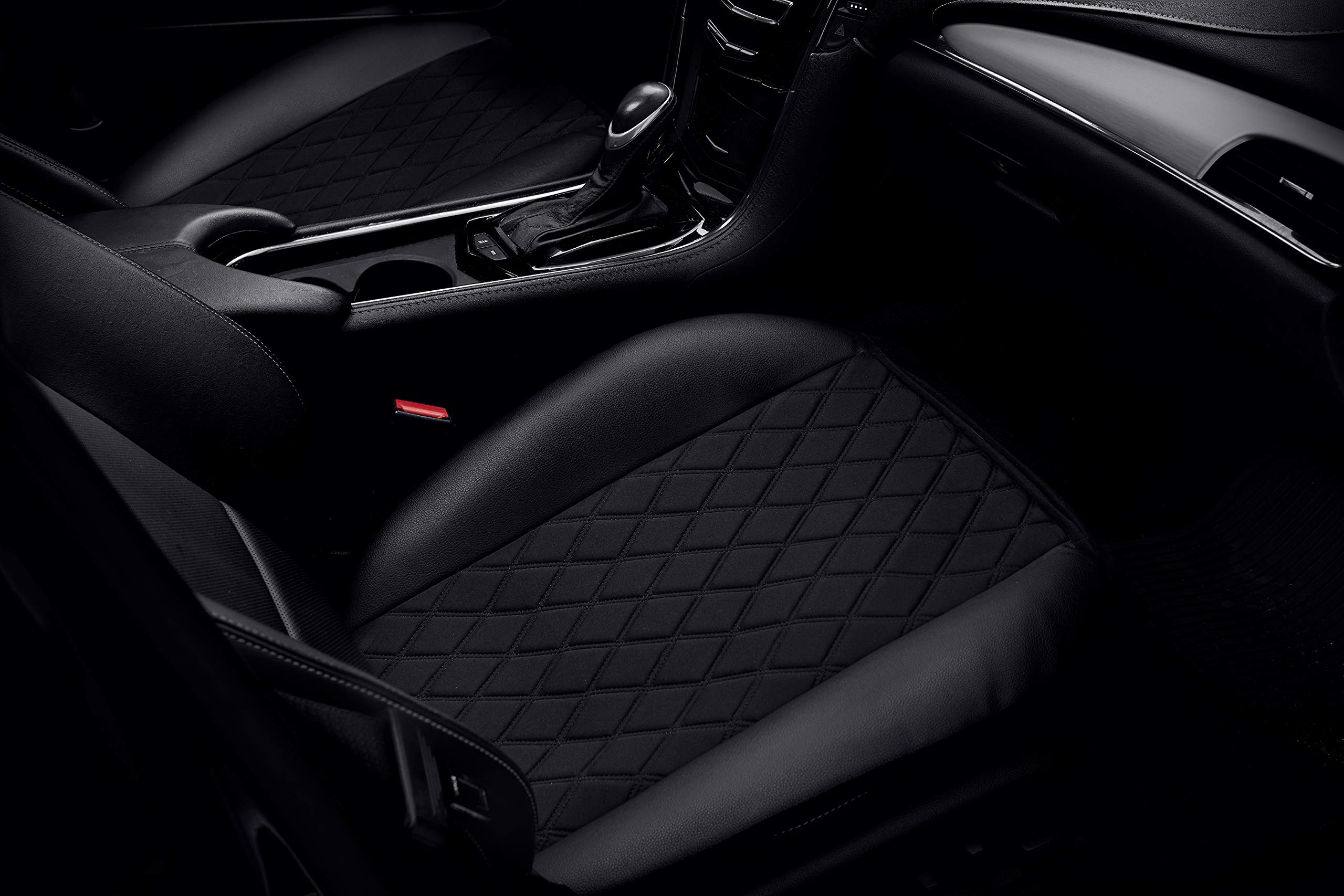 Premium Black Faux Leather Car Seat Covers - Universal Fit for Cars, Trucks & SUVs | NeoSupreme Cushion Pad with Front Pocket | Durable Interior Accessories (Pair Set) | Perfect for Daily Commute, Road Trips & Protecting Seats from Wear