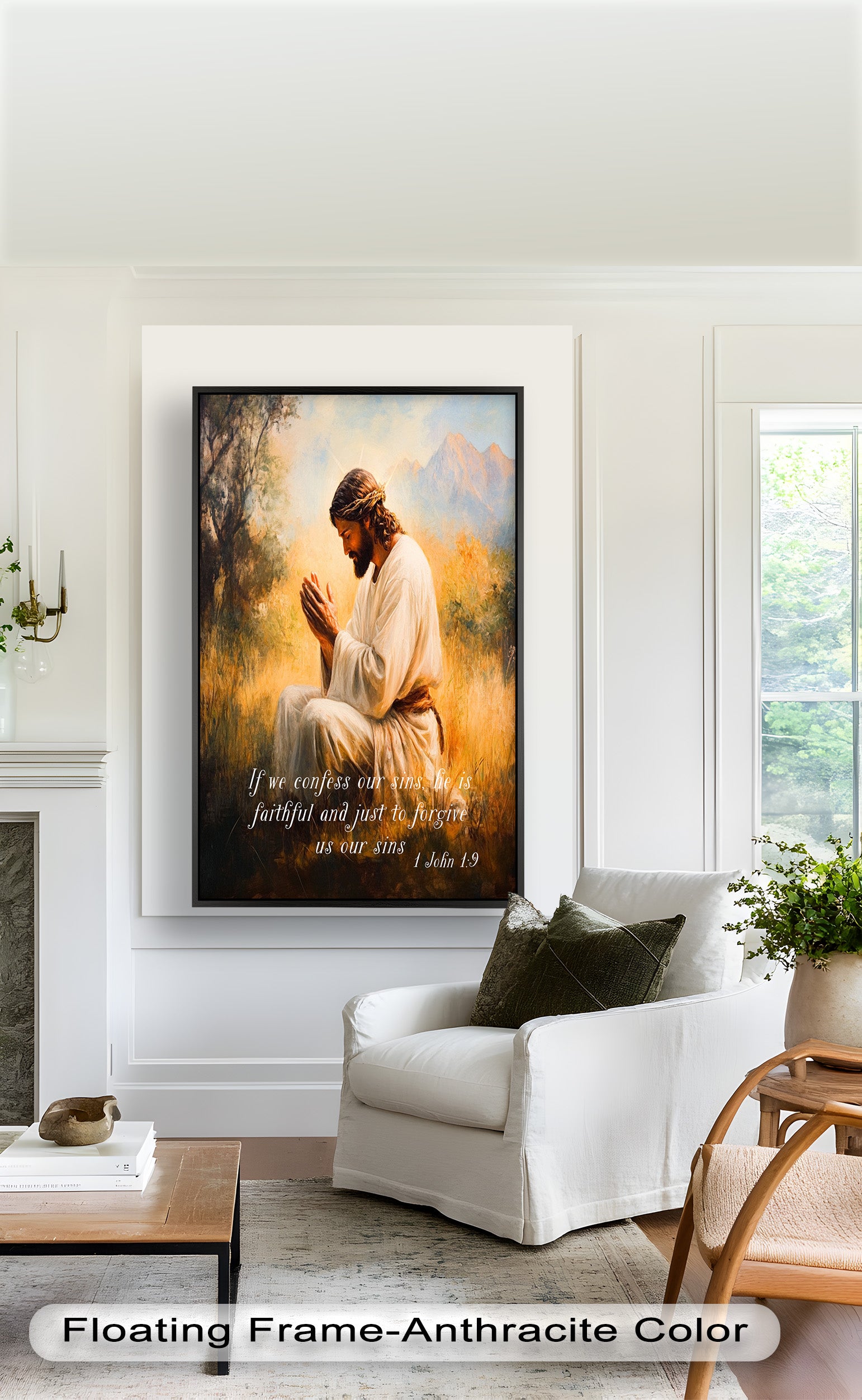 1 John 1:9 Bible Verse Oil Painting - Christian Scripture Wall Art for Home Decor, Church & Prayer Room - Divine Forgiveness Scripture Artwork