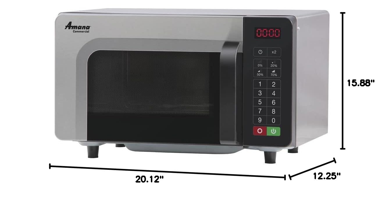 Amana RMS10TSA Commercial Microwave Oven - 1.0 Cu. Ft. Stainless Steel - Fast Heating for Restaurants, Cafes & Food Trucks - Perfect for Quick Meals, Reheating & Defrosting