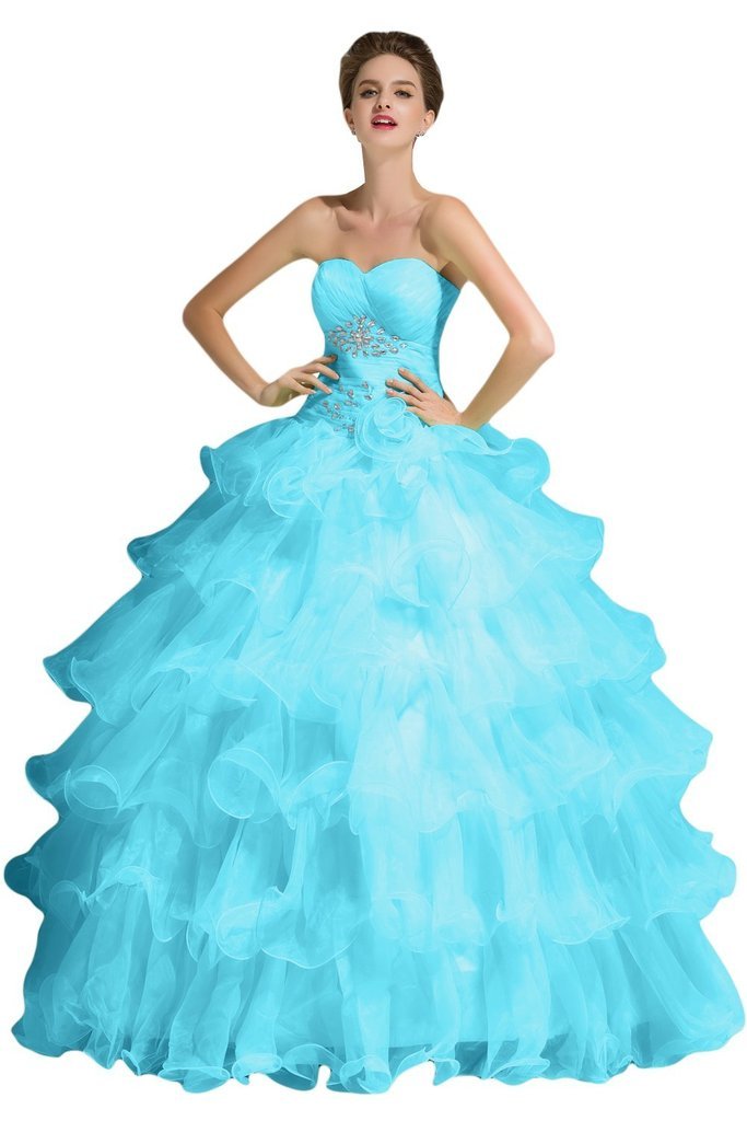 Elegant Quinceanera Prom Dresses Ball Gown with Ruche Detail & Organza Fabric - Perfect for Dance, Wedding, and Special Occasions