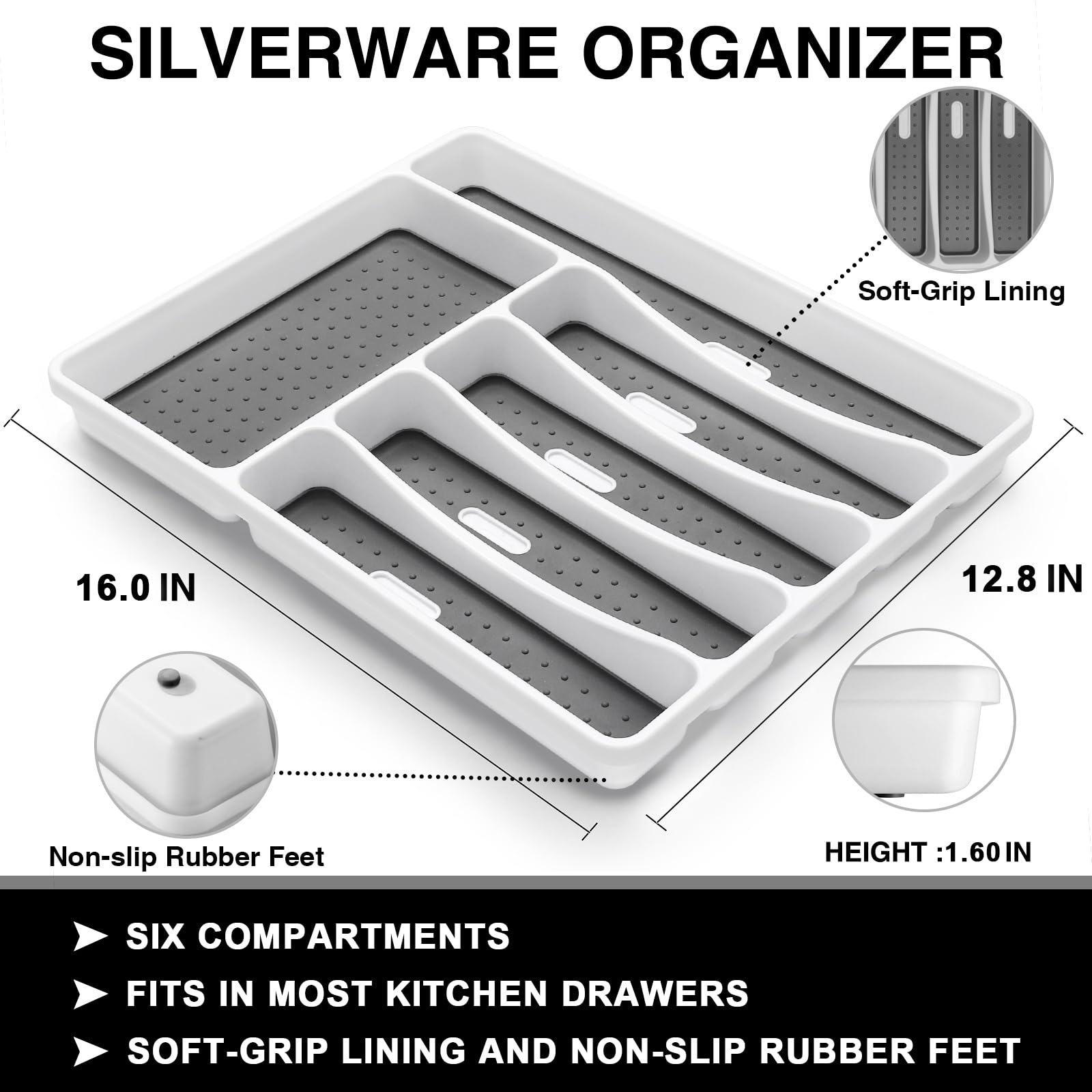 49-Piece Black Silverware Set with Organizer - Heavy Duty Stainless Steel Flatware for 8 People, Including Steak Knives - Rust-Proof, Mirror Polished, Dishwasher Safe - Perfect for Dining, Parties, and Everyday Use