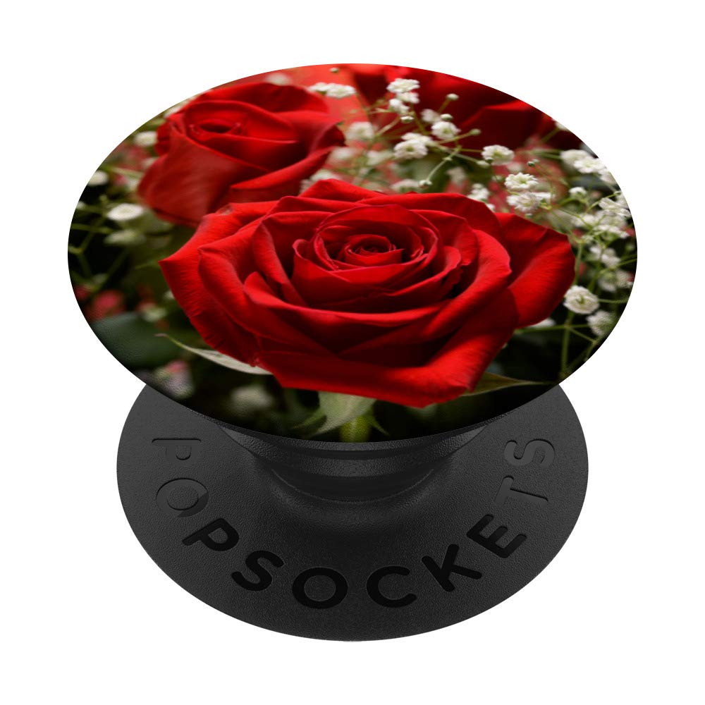 Rose Floral Red Rose Flower PopSockets PopGrip - Swappable Phone & Tablet Grip for iPhone, Samsung, iPad | Perfect for Selfies, Video Calls & Secure Holding