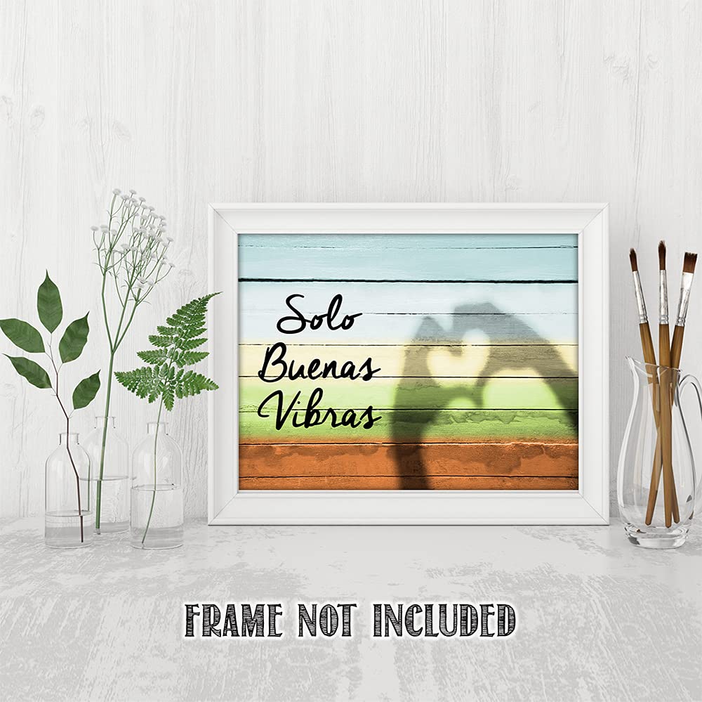 Spanish Wall Art - Espanol Good Vibes Canvas Print - Inspirational Home Decor for Living Room, Office & Bedroom - Motivational Gifts for Men & Encouragement Gifts for Women - Perfect for Housewarming, Birthday & Mother's Day