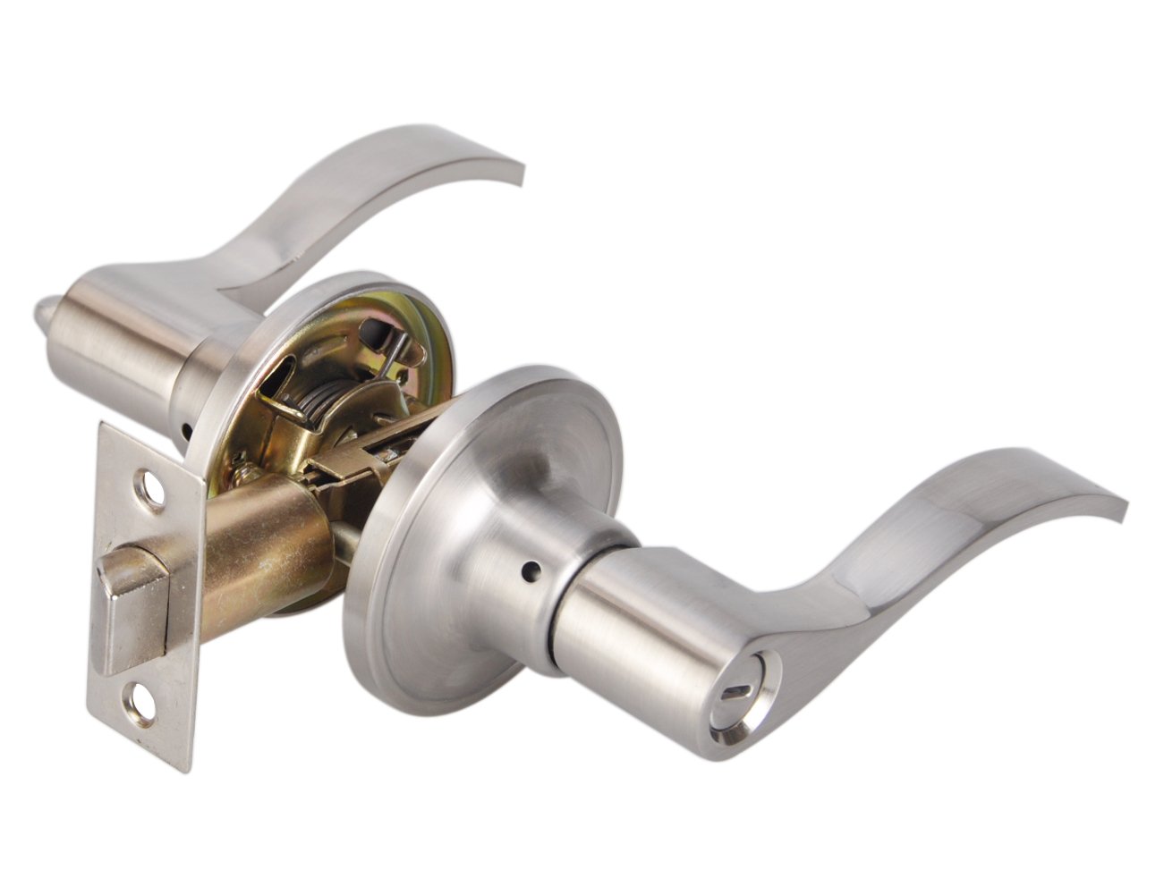 Heavy Duty Privacy Door Lever Lock - Brushed Nickel Finish for Bathroom, Bedroom & Interior Doors | Secure & Durable TL001-SN-BK-4P | Perfect for Home, Office & Commercial Spaces