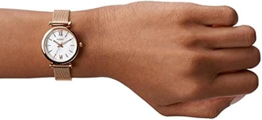 Fossil Carlie Women's Quartz Watch with Stainless Steel Band - Stylish Three-Hand Design for Everyday Wear, Office & Casual Outfits