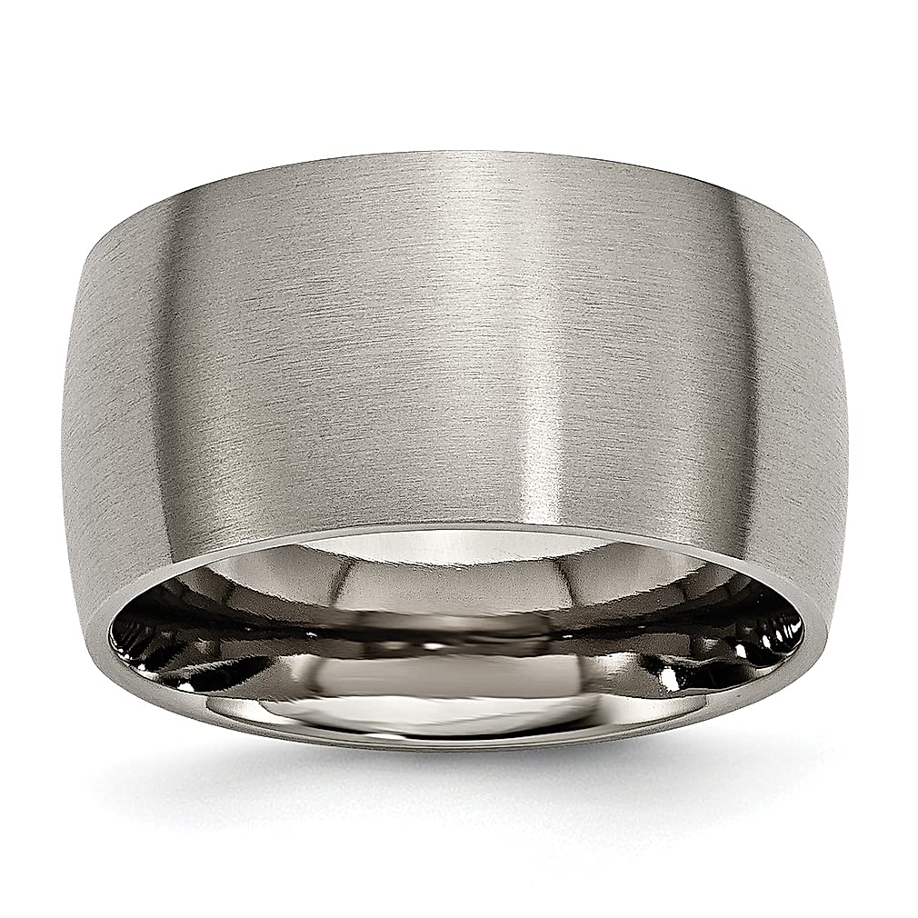 ICE CARATS Titanium 12mm Half Round Band Ring for Men - Classic Domed Wedding Ring, Fashion Jewelry Gift for Husband, Dad, Boyfriend - Perfect for Anniversaries, Engagements & Special Occasions