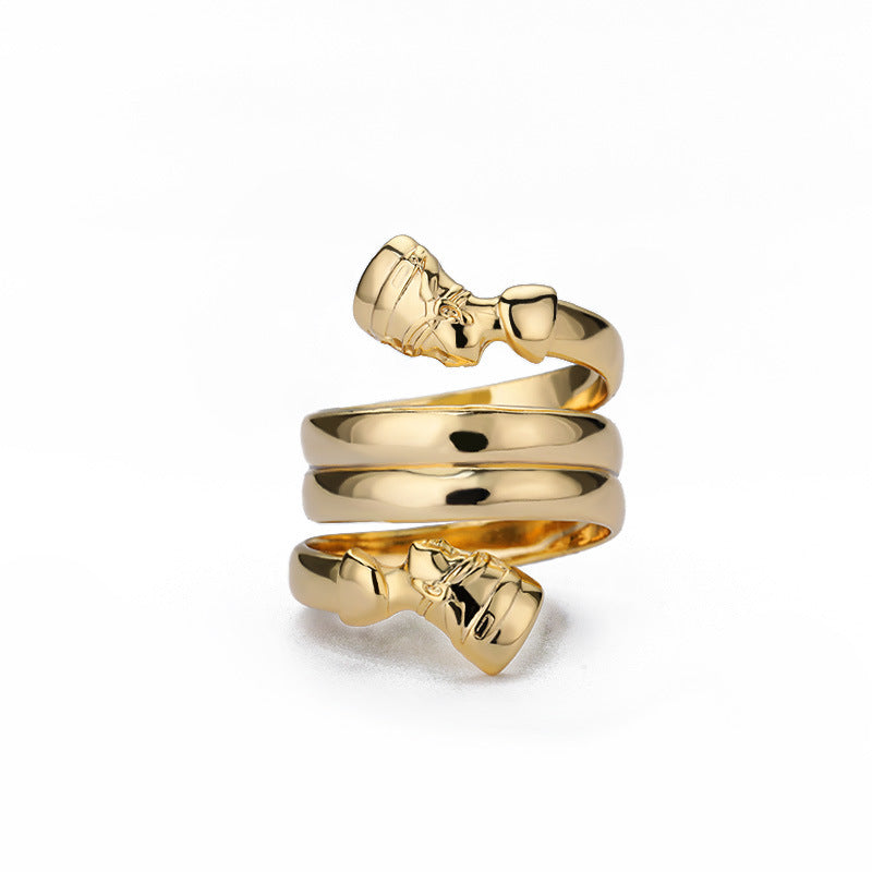 Indian Double Layered Couple Rings for Men & Women - Elegant Matching Wedding Bands & Anniversary Jewelry Gifts for Him & Her