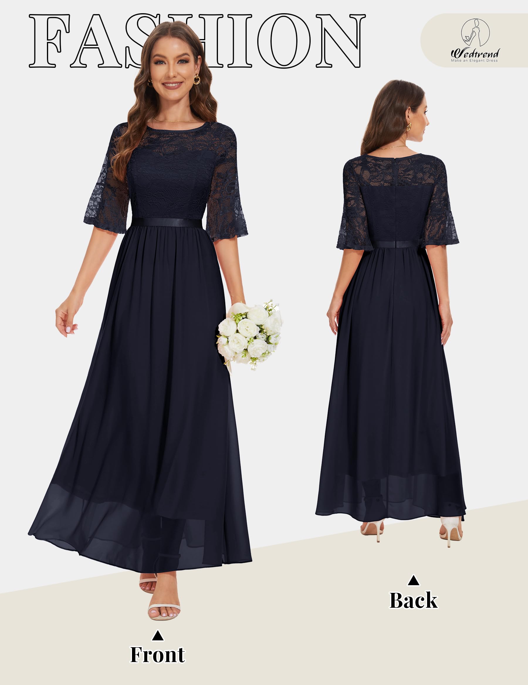 Wedtrend Women's Formal Maxi Dress 2024 - Elegant Bell Sleeve Wedding Guest & Bridesmaid Gown for Evening Parties, Prom, Cocktail Events