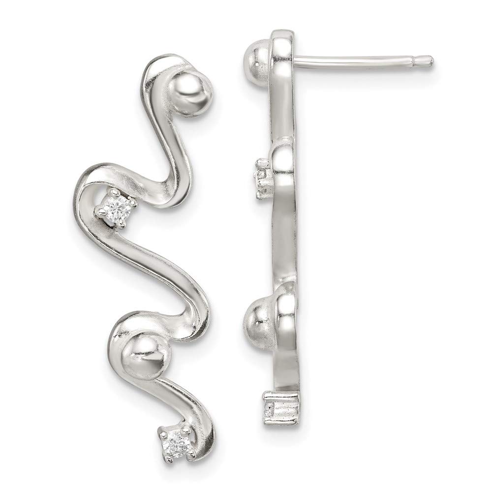 Sterling Silver Cubic Zirconia Wave Post Dangle Earrings for Women | Elegant Drop Earrings for Party, Wedding & Everyday Wear | Hypoallergenic Fashion Jewelry Gift