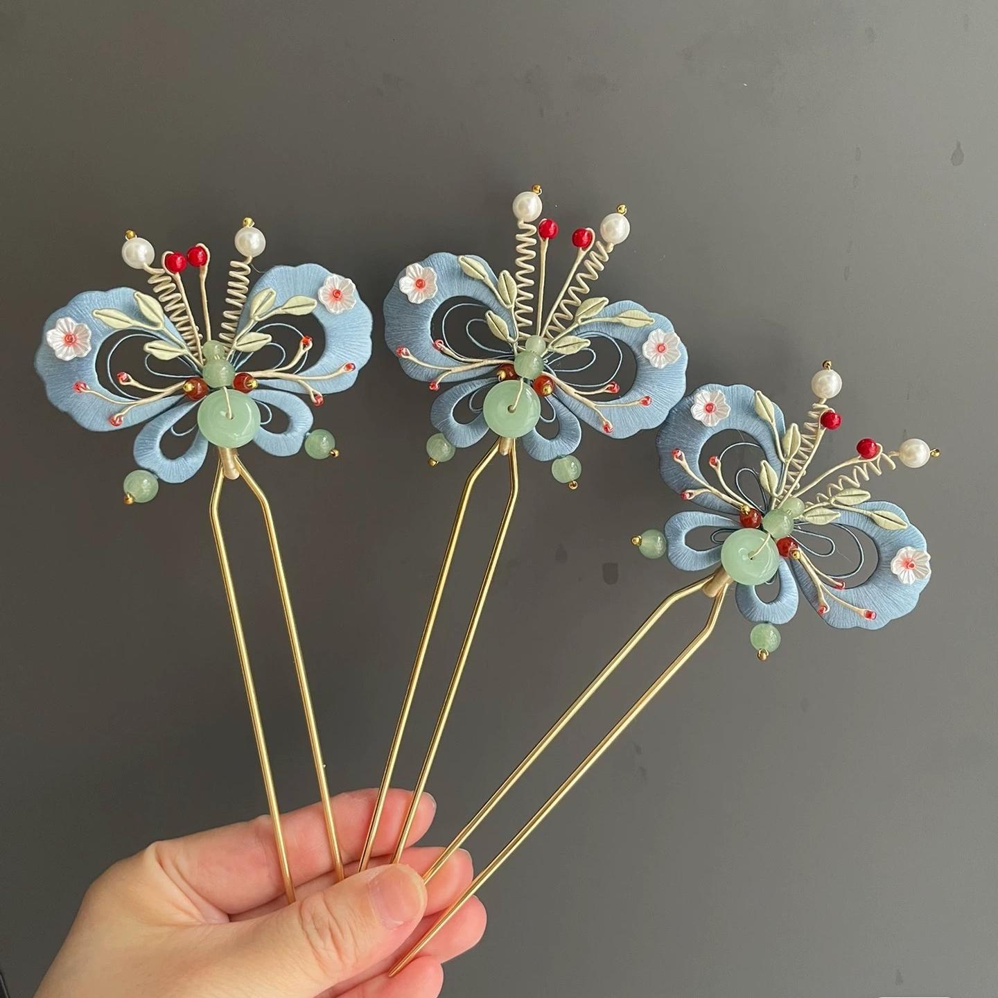 Butterfly Custom Silk Hairpin - Elegant Handmade Hair Accessory for Women, Wedding, Party & Special Occasions