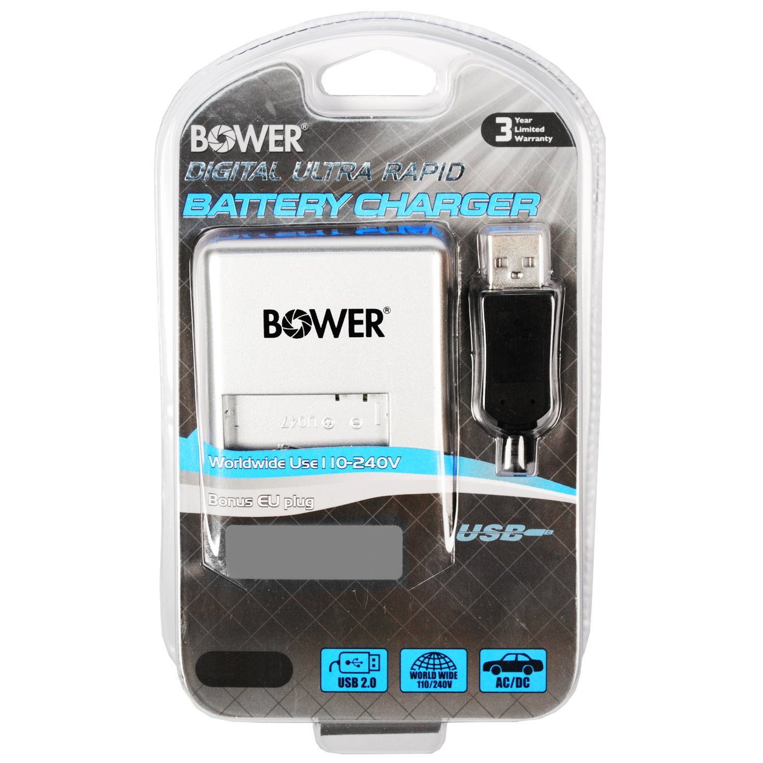 Bower 3-in-1 Fast Charger for Canon LP-E10 Battery with AC Wall & DC Car Adapter - Perfect for Travel, Photography & On-the-Go Power Needs