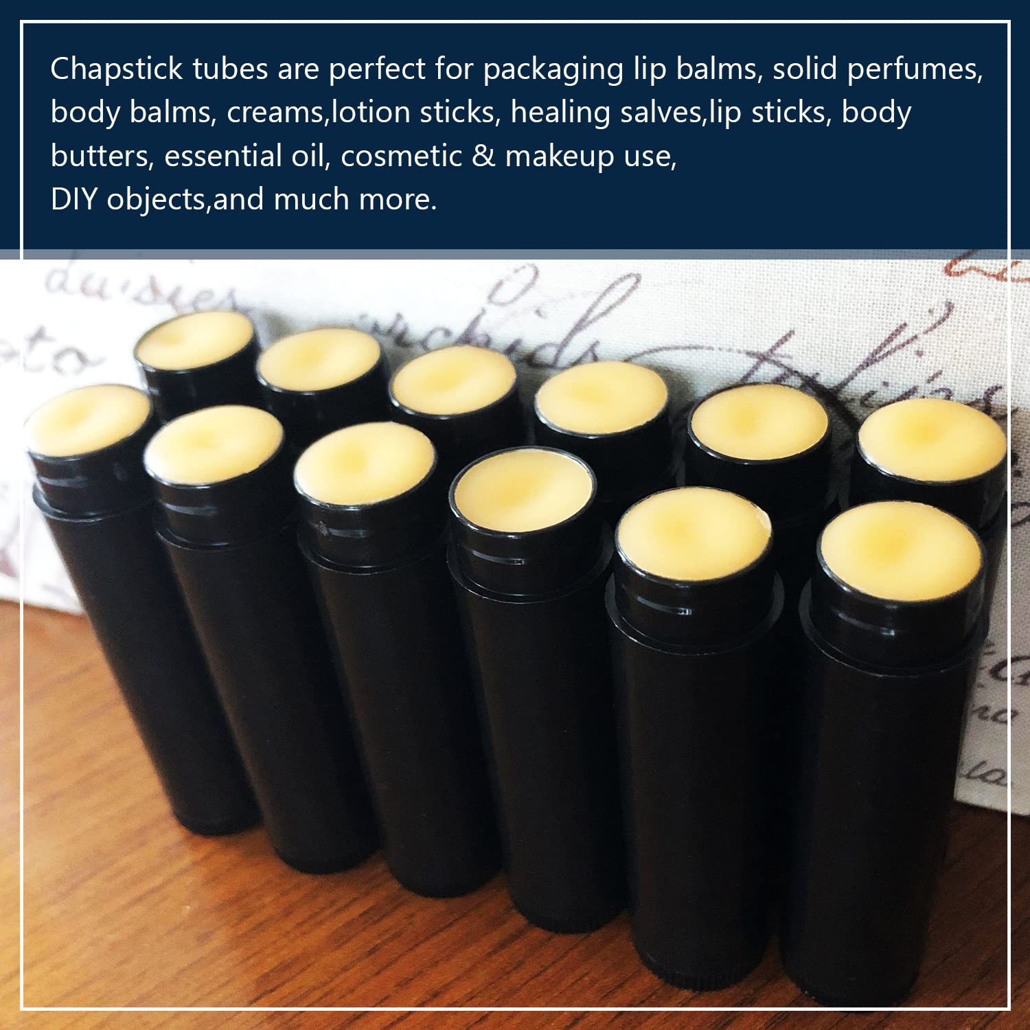 5 Grams Black Empty Chapstick Tubes - 100 Pack | Refillable Lip Balm Containers for DIY Lipstick, Cosmetics & Makeup | Perfect for Home Crafting, Salon Use & Small Business Packaging