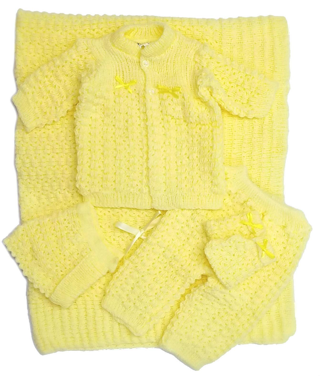 Newborn Crochet Blanket 5-Piece Set - Baby Sweater, Pants, Hat & Mittens - Perfect for Newborn Photography, Baby Shower Gifts & Winter Outfits