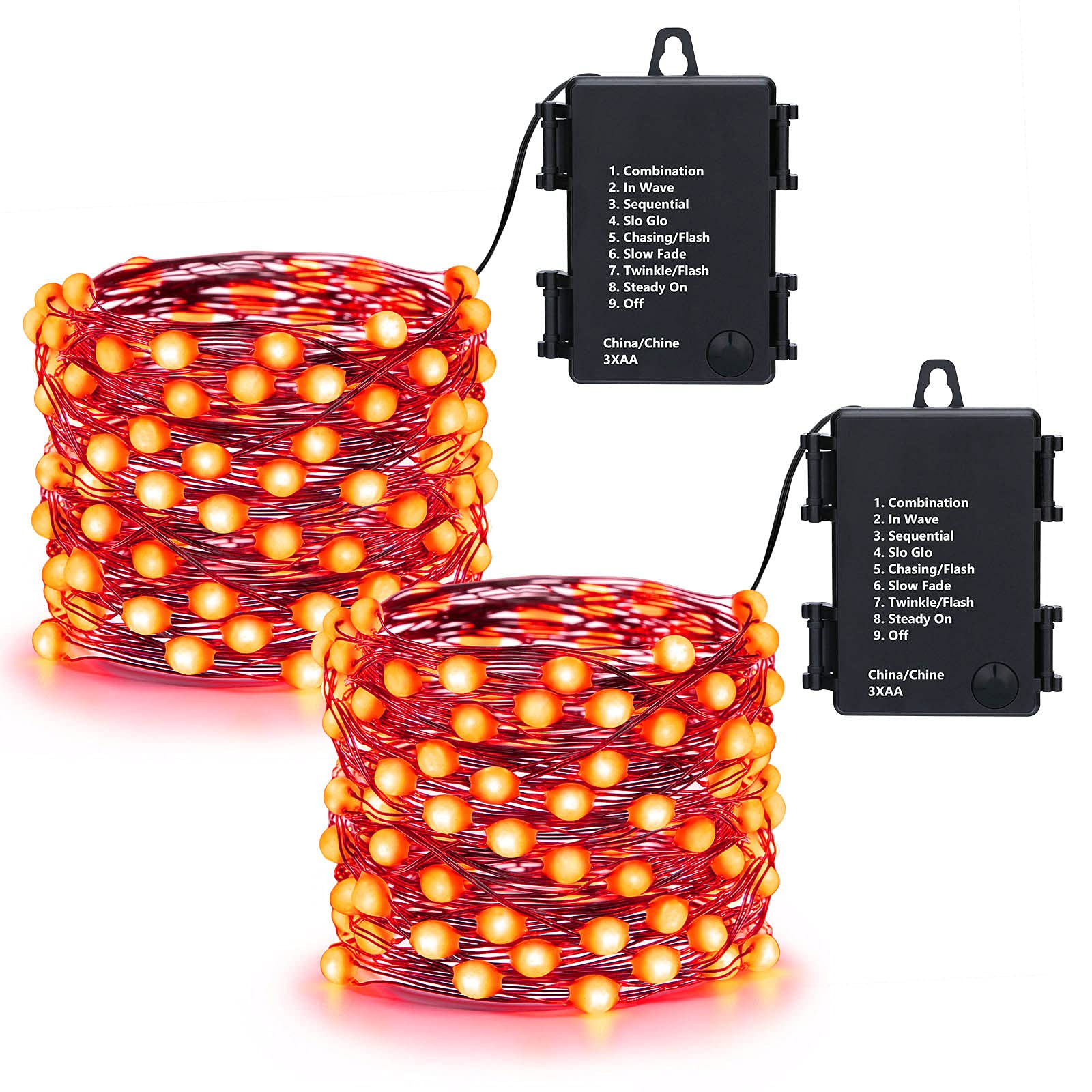 Lomotech 16.4ft 50 LED Orange Halloween Lights with Timer - Waterproof Twinkle Fairy Lights (2 Pack) for Indoor/Outdoor Christmas, Party, Garden & Home Decor