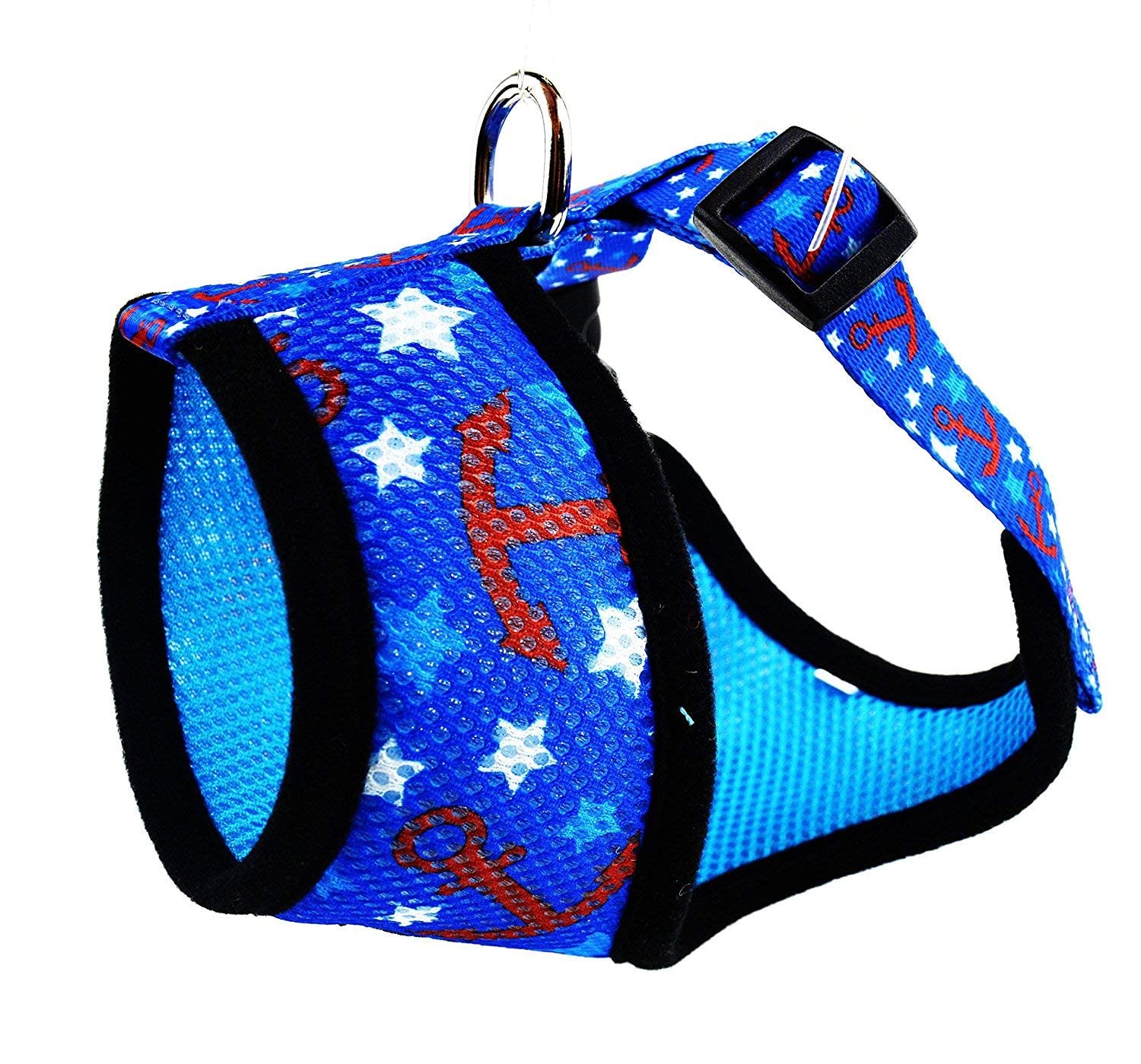 EcoBark No Pull Dog Harness - Eco-Friendly Soft Mesh Vest for Small & Medium Dogs - Comfortable Overhead Design - Choke-Free Puppy Harness (Large, Nautical Anchor) - Perfect for Walking, Training & Outdoor Adventures