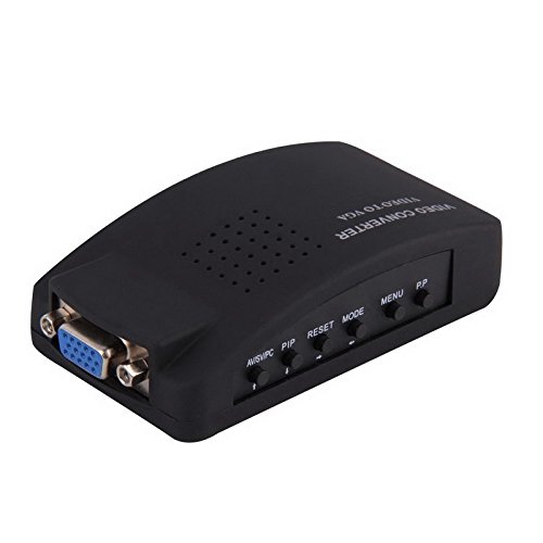 axGear RCA Composite S-Video to VGA Converter Adapter for HDTV, Monitor & Projector - Wide Screen Video Signal Conversion for Home Theater, Gaming & Presentations