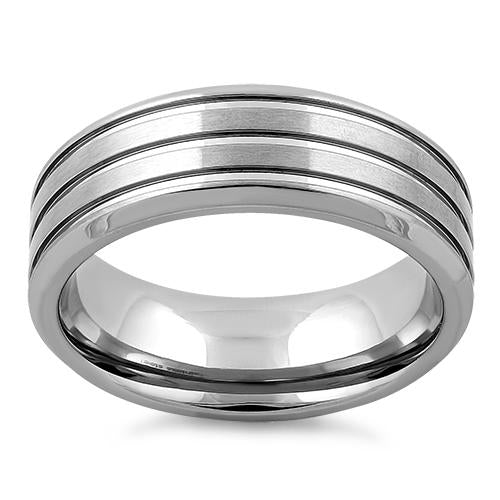 Premium Stainless Steel 4-Layer Triple Groove Satin Finish Band Ring for Men & Women - Wedding, Engagement, Anniversary Gift Jewelry