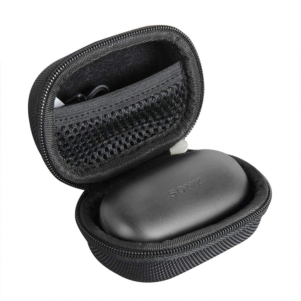 Hermitshell Protective Travel Case for Sony WF-XB700 Extra Bass Wireless Earbuds - Durable Hard Shell Carrying Pouch for Headphones (Black) - Perfect for Gym, Travel, and Daily Commute