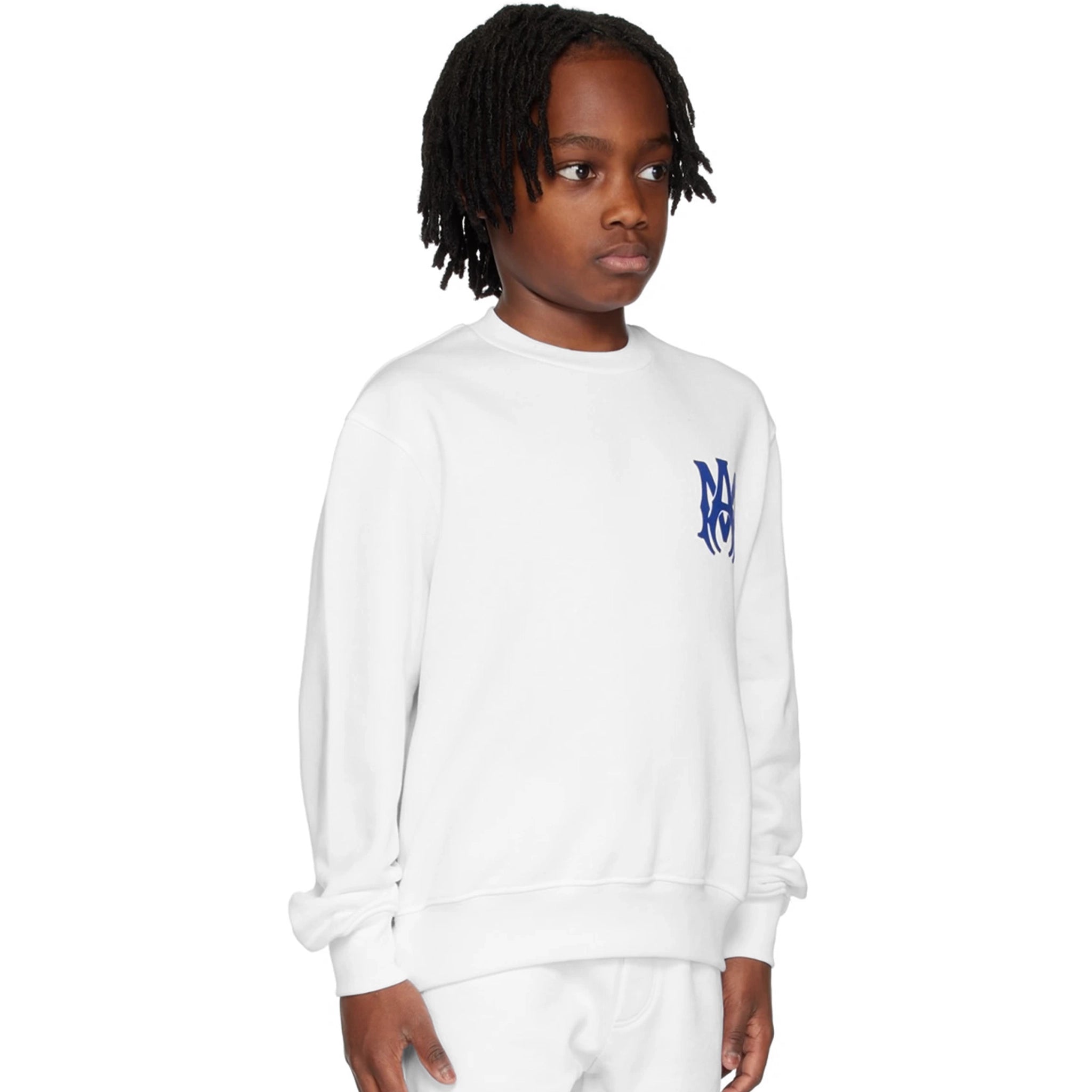 Amiri Kids MA Core Logo White Sweatshirt - Stylish Cotton Pullover for Boys & Girls - Perfect for School, Casual Wear & Family Outings