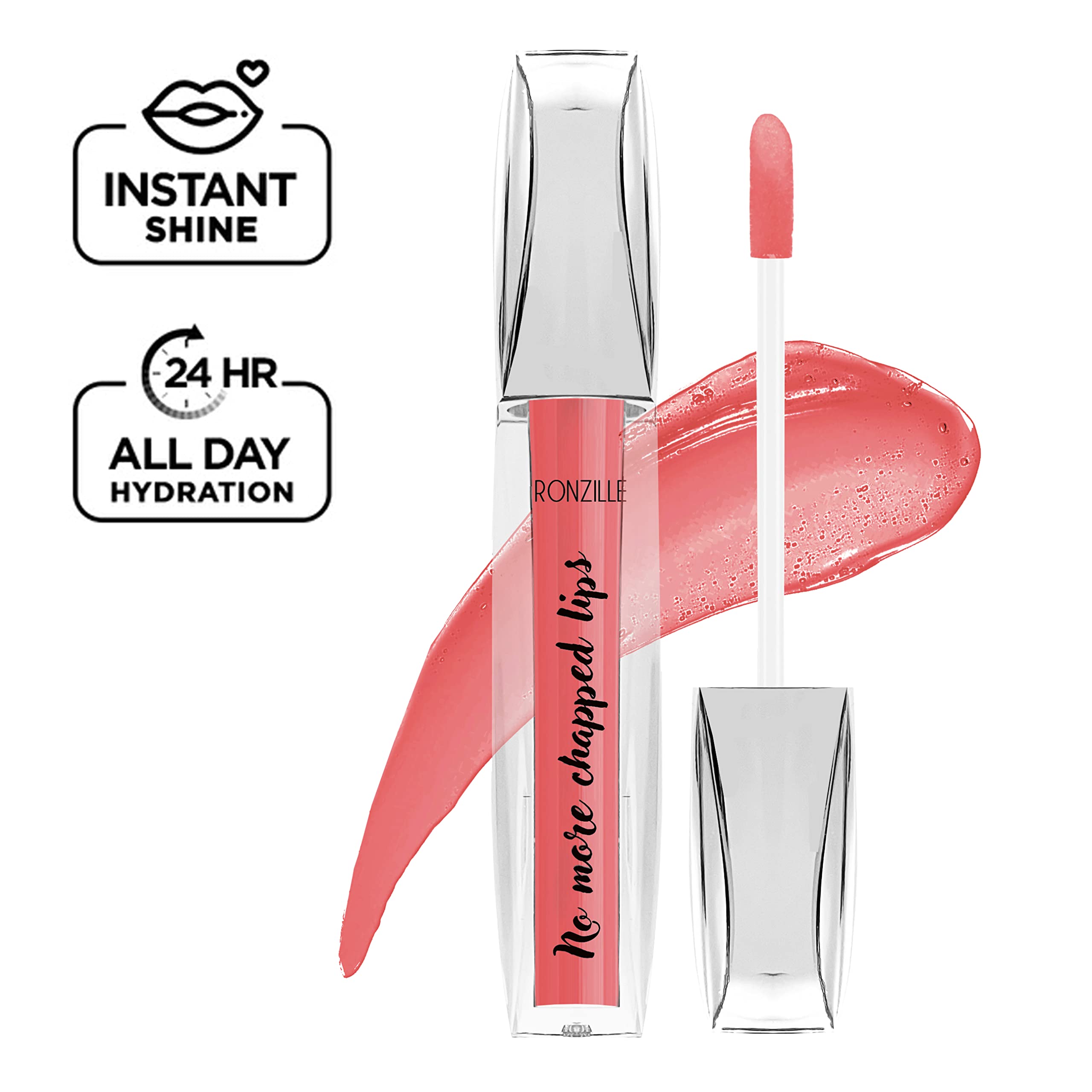 RONZILLE Hydrating Lip Gloss for Dry Lips - Moisturizing & Long-Lasting, Fancy Colored Lip Gloss Shade 02 - Perfect for Daily Wear, Night Out & Makeup Looks