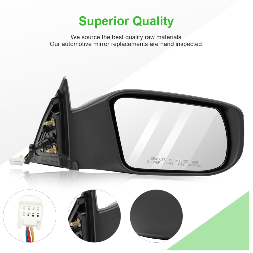 SCITOO Passenger Side View Mirror Compatible with 2013 Nissan Altima 2.5L - Right Side Power Non-Folding Exterior Mirror Replacement Part (Black, NI1321223) - Perfect for Parking Assistance & Blind Spot Safety